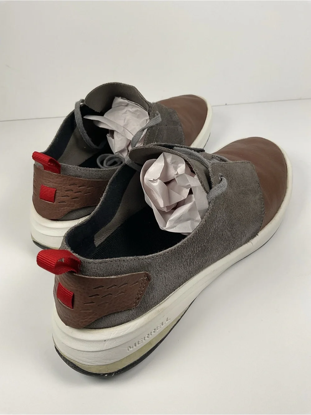 Merrell J19387 Men’s 9.5 Leather Suede Casual Shoes Vibram Brown Gray